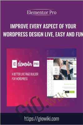 Improve  Every Aspect of Your WordPress Design Live, Easy and Fun – Elementor Pro