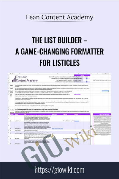 The List Builder – A Game-Changing Formatter For Listicles – Lean Content Academy
