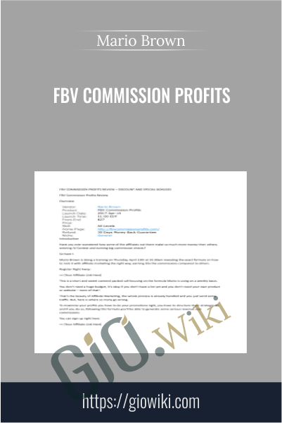 FBV Commission Profits - Mario Brown